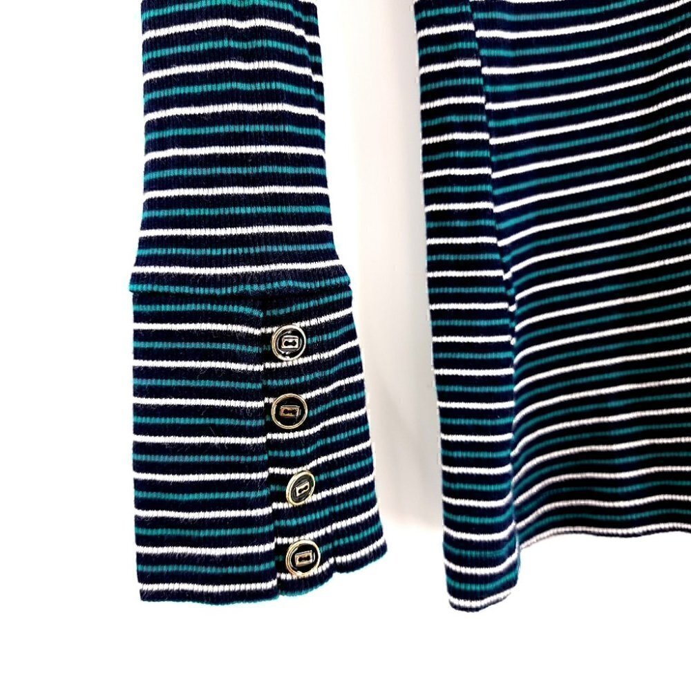Talbots Petites Women's SP 100% Cotton Striped Flexible Long Sleeve Shirt - Picture 4 of 13